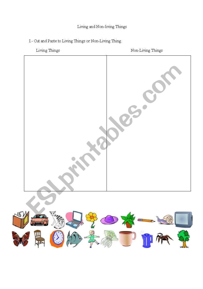 Living and Non-Living Things worksheet