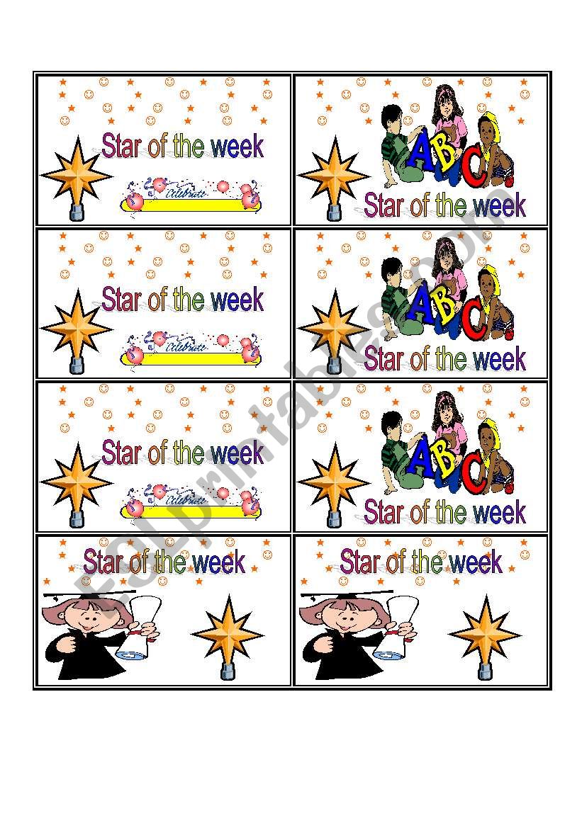 star of the week worksheet