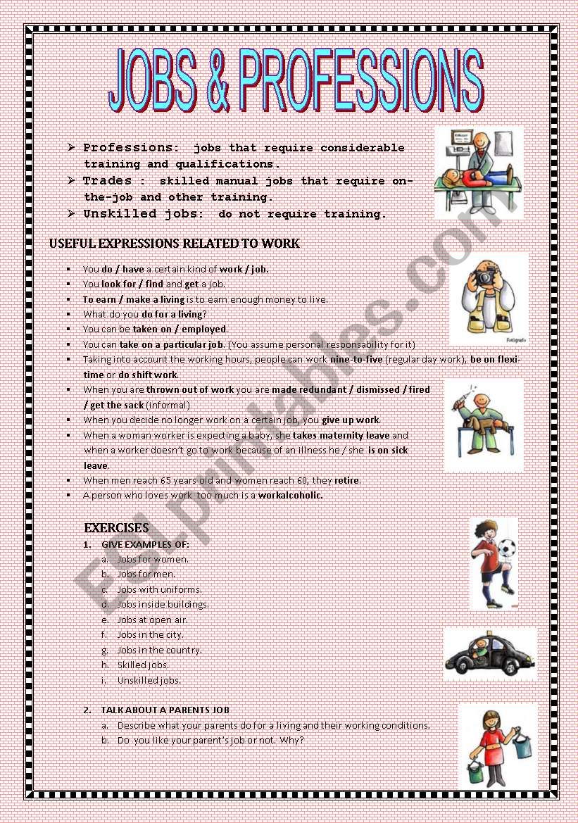 JOBS & PROFESSIONS worksheet