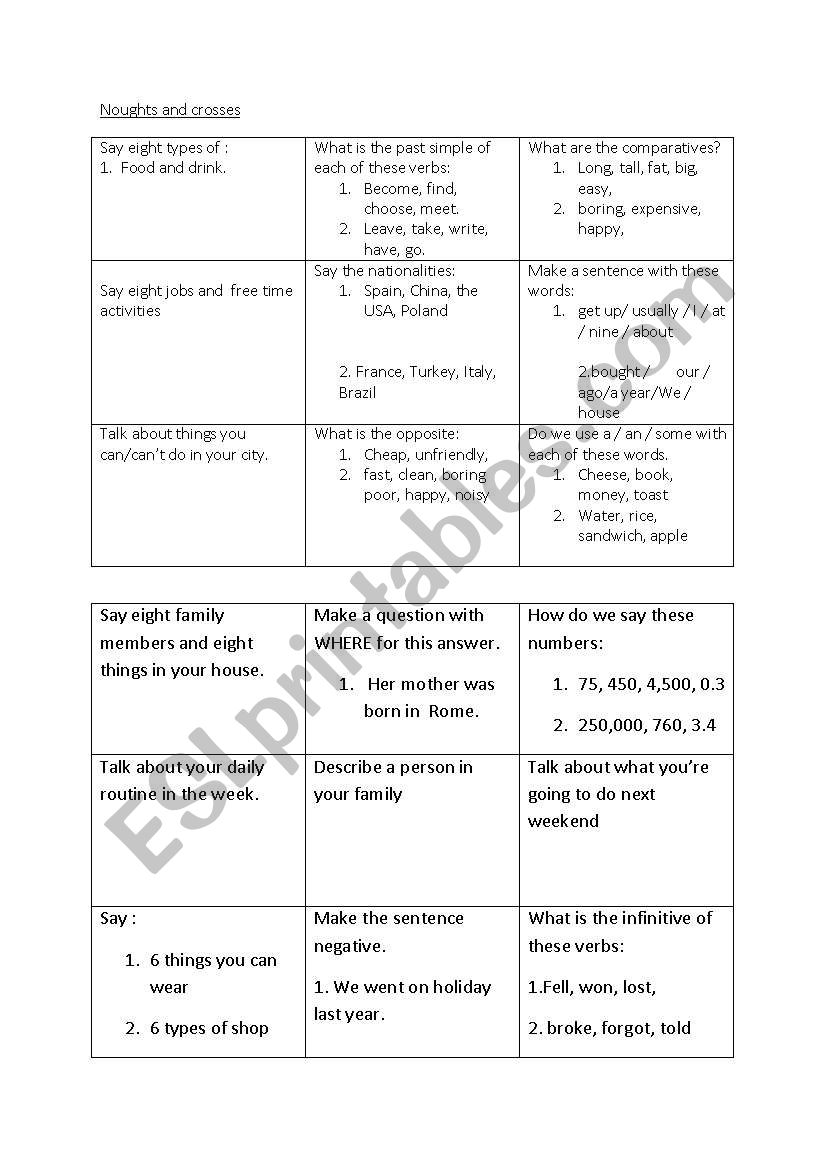 matching worksheet