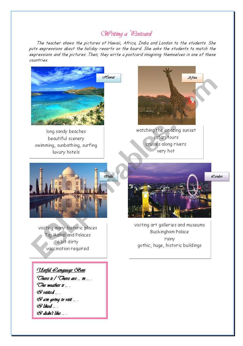 Writing a Postcard worksheet