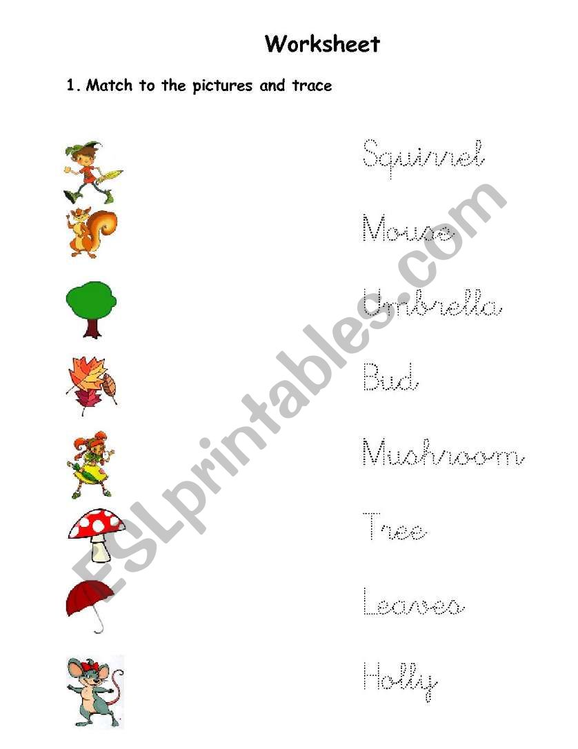 Tracing characters names and vocabulary  from treetops 1, unit 1