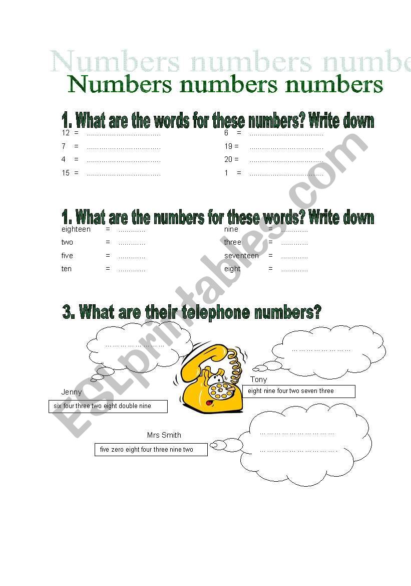 Numbers worksheet