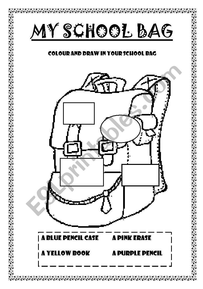 My school bag worksheet