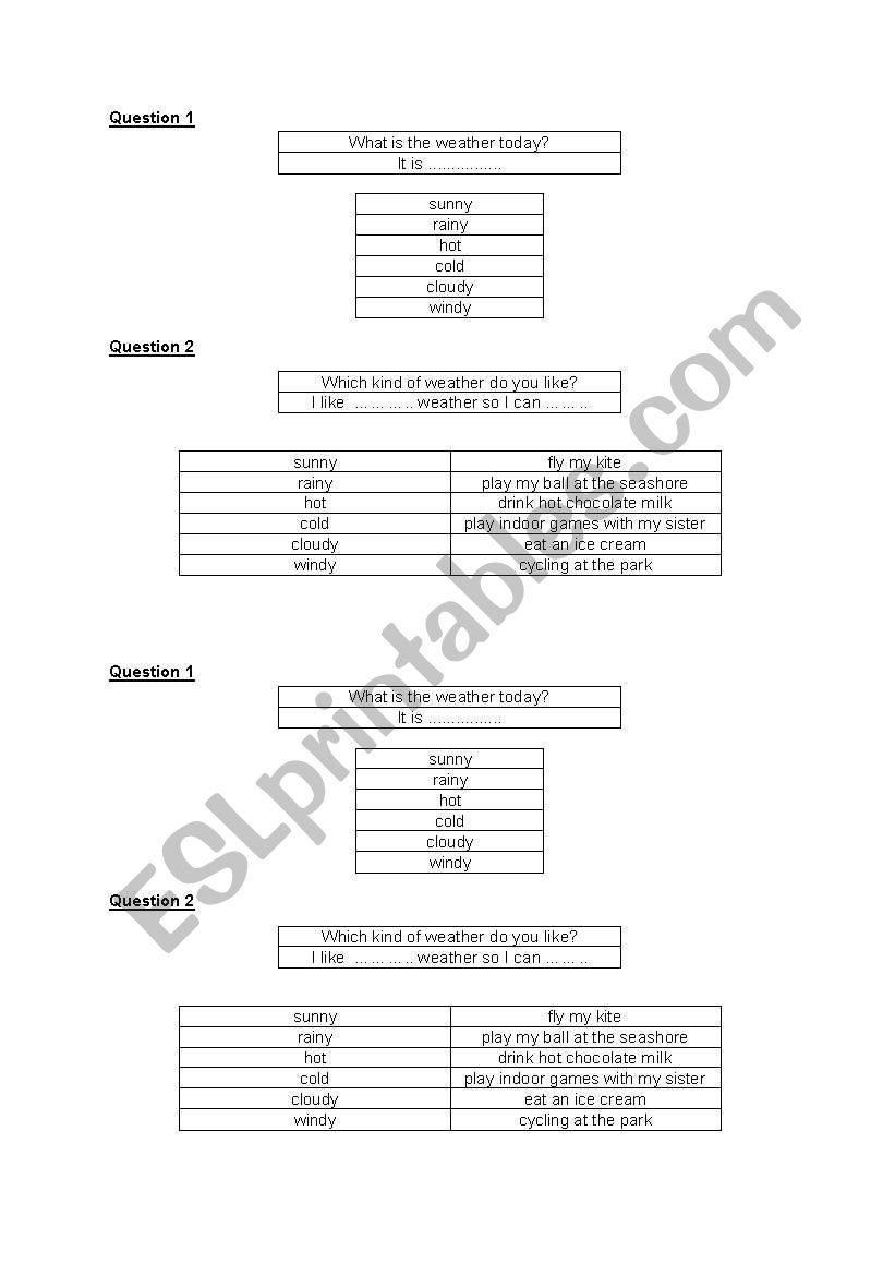 Come Rain or Shine worksheet