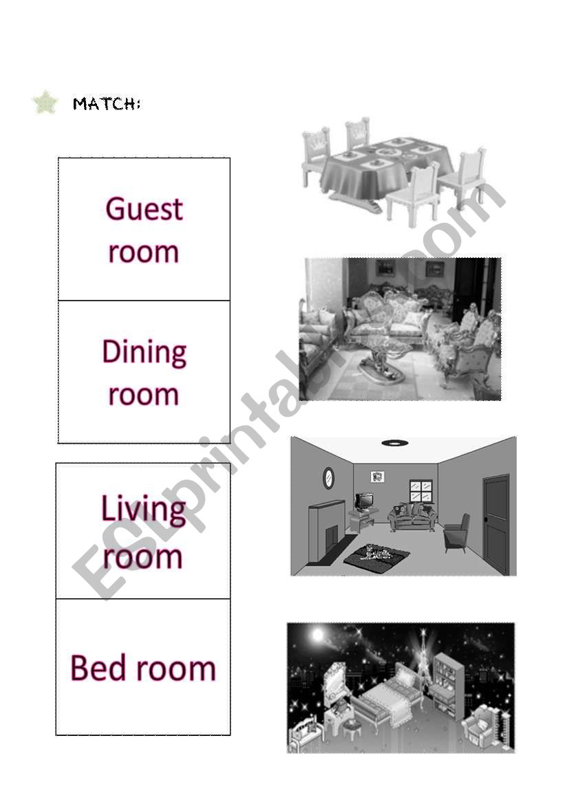 Names of Rooms worksheet