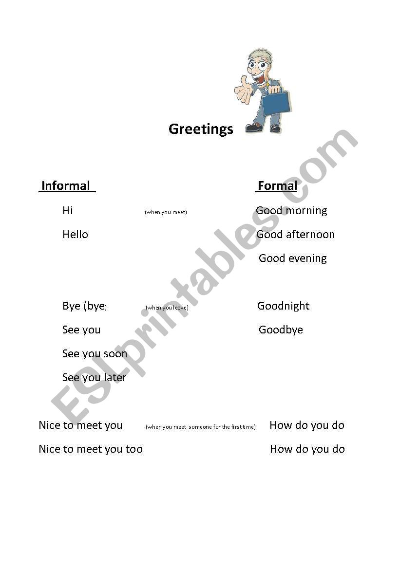 greetings worksheet