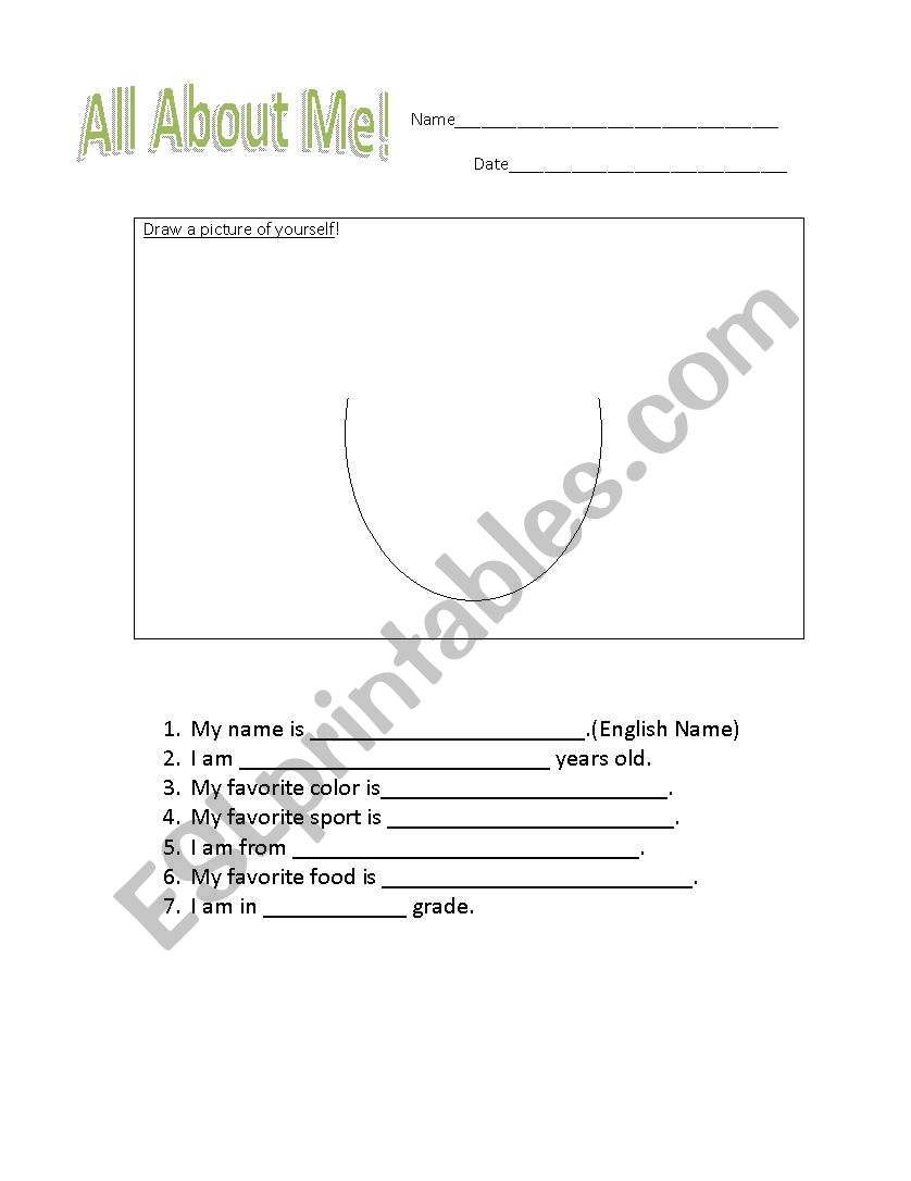All about me worksheet