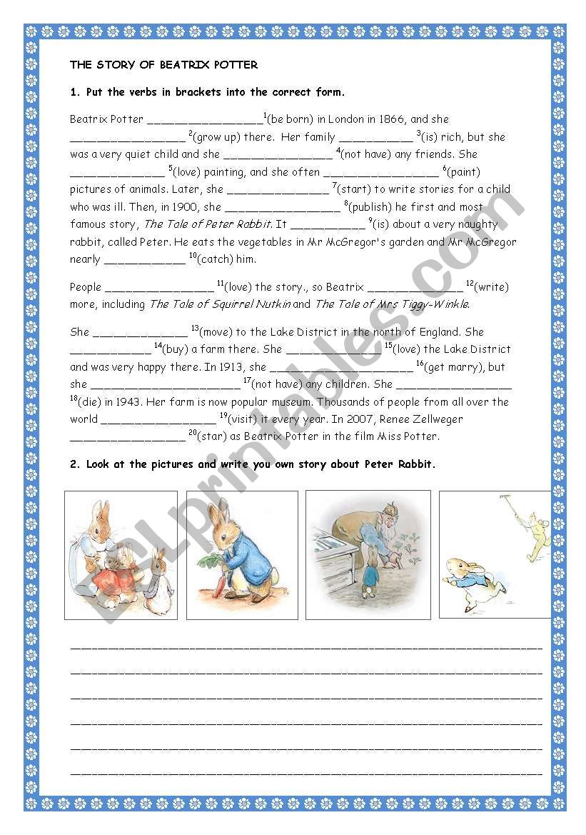 The story of Beatrix Potter worksheet