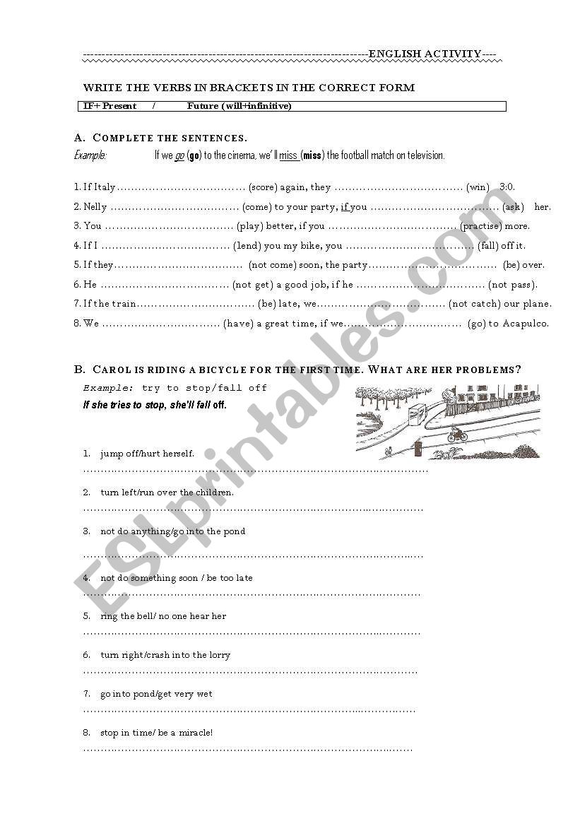FIRST CONDITIONAL worksheet