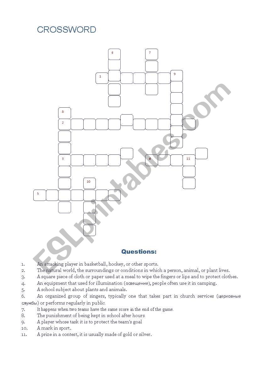 7th grade Kaufman K., Kaufman M. (Final Crossword)