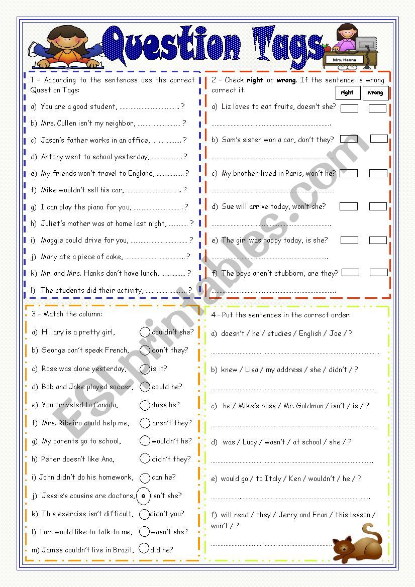 QUESTION TAGS worksheet