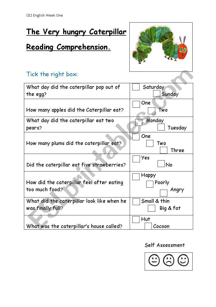 the very hungry caterpillar reading comprehension