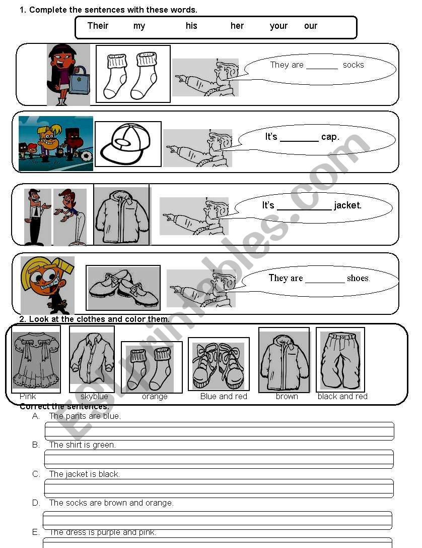 DEMONSTRATIVES - WIRTING / CLOTHES COMPRENHENSION