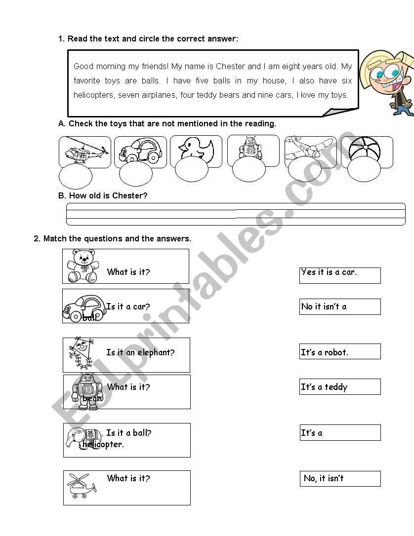 TOYS - READING  worksheet