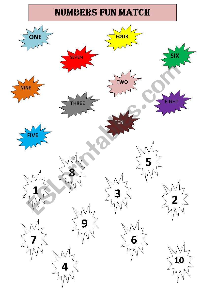 NUMBERS FUN MATCH worksheet