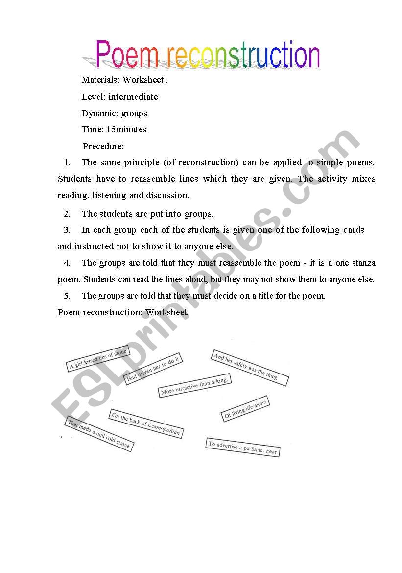 Poem reconstruction worksheet