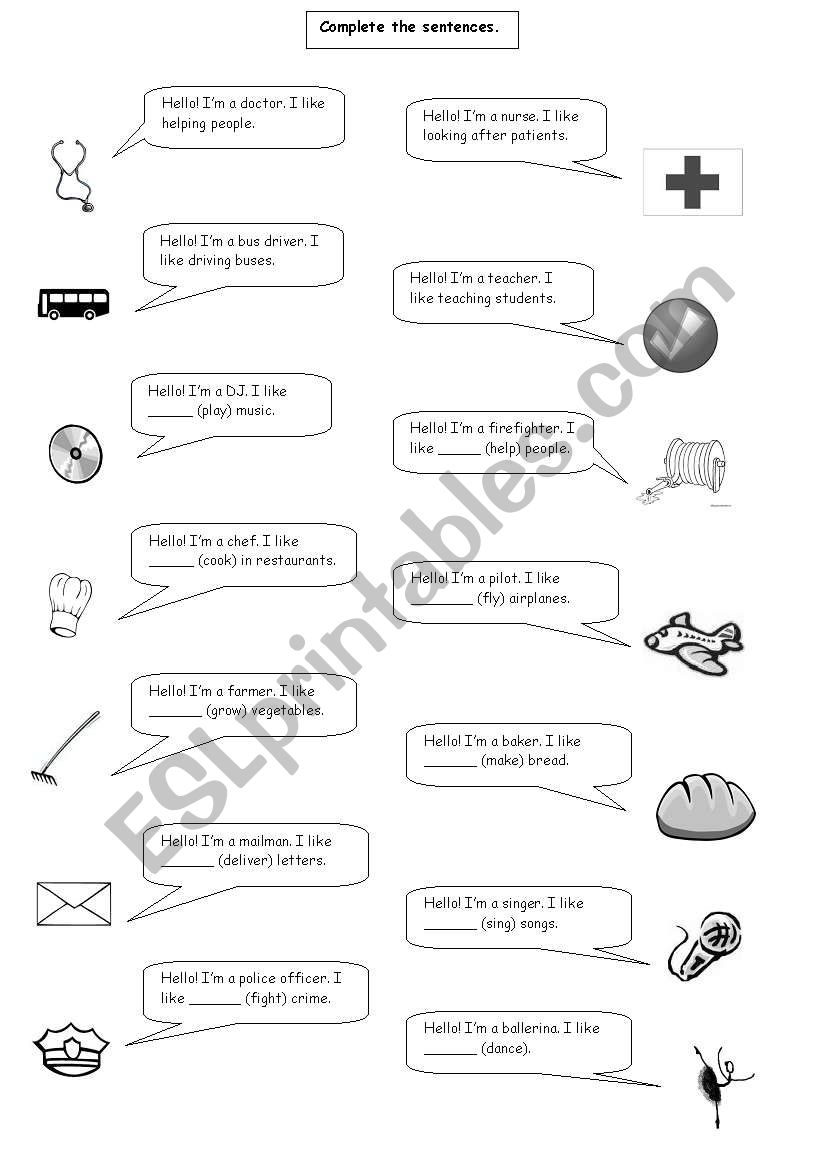 Occupations worksheet