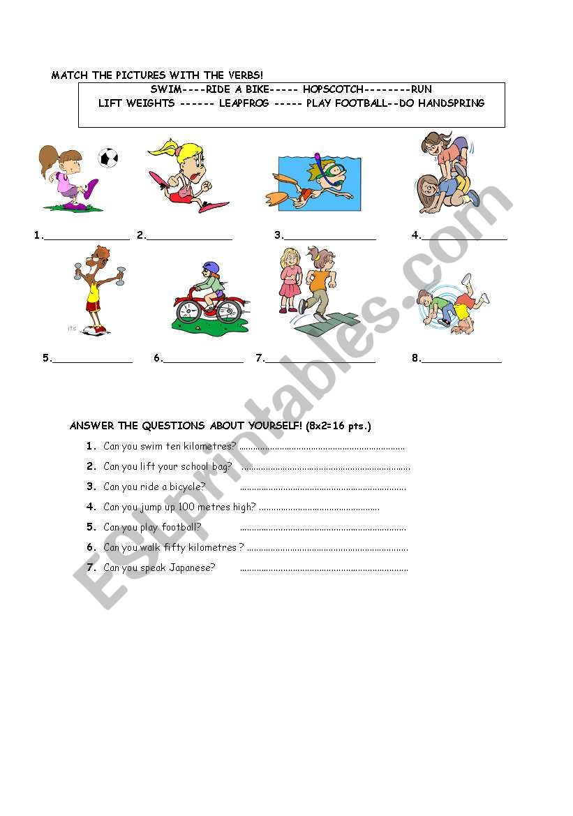 actions and can worksheet