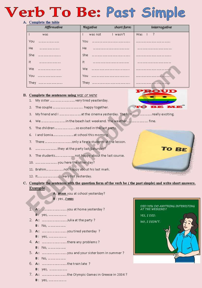 To be Simple Past  worksheet