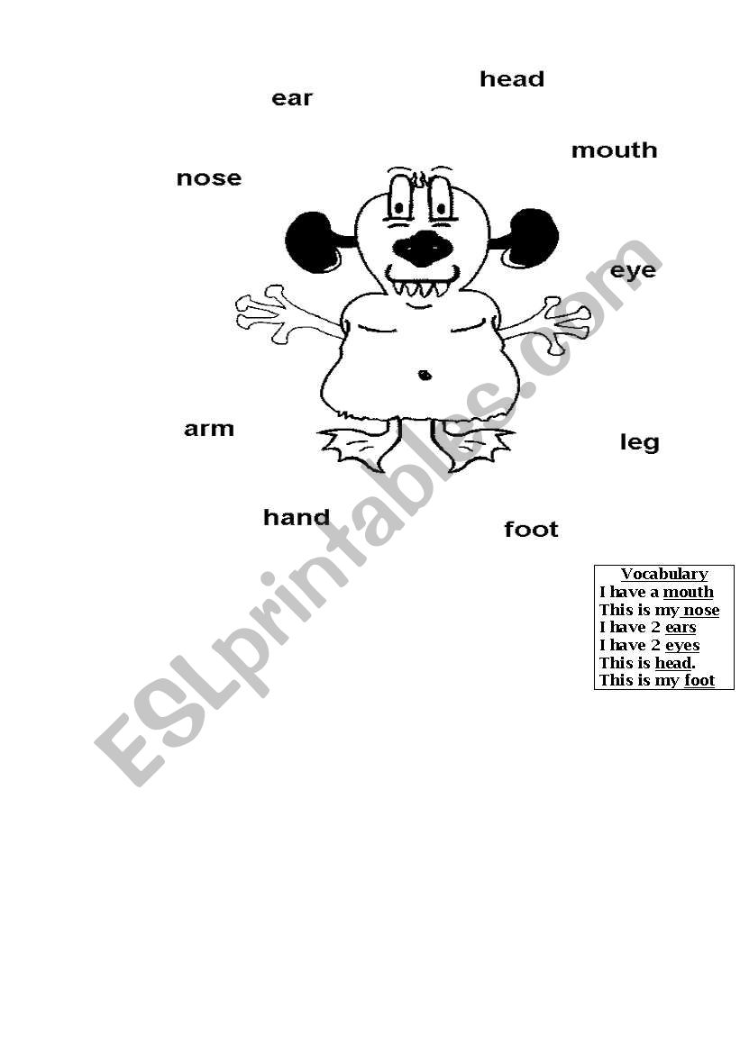 parts of the body worksheet