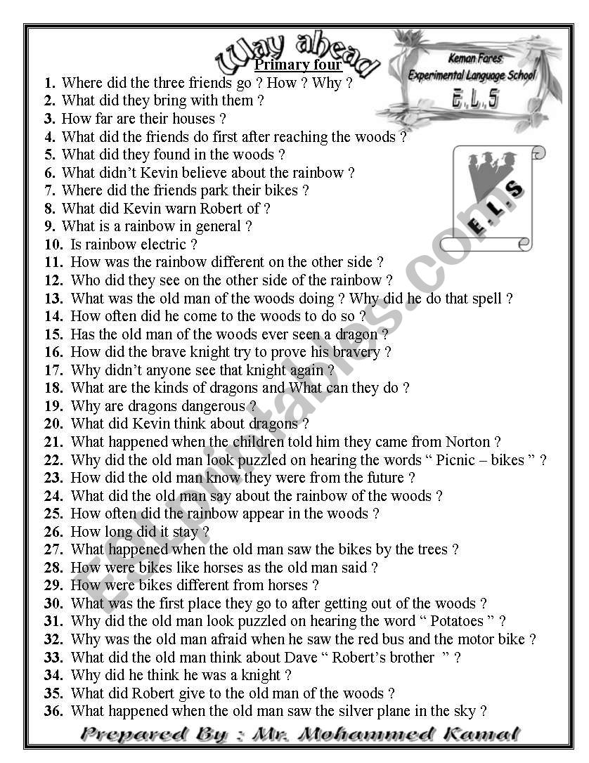 way a head story ,egypt study worksheet