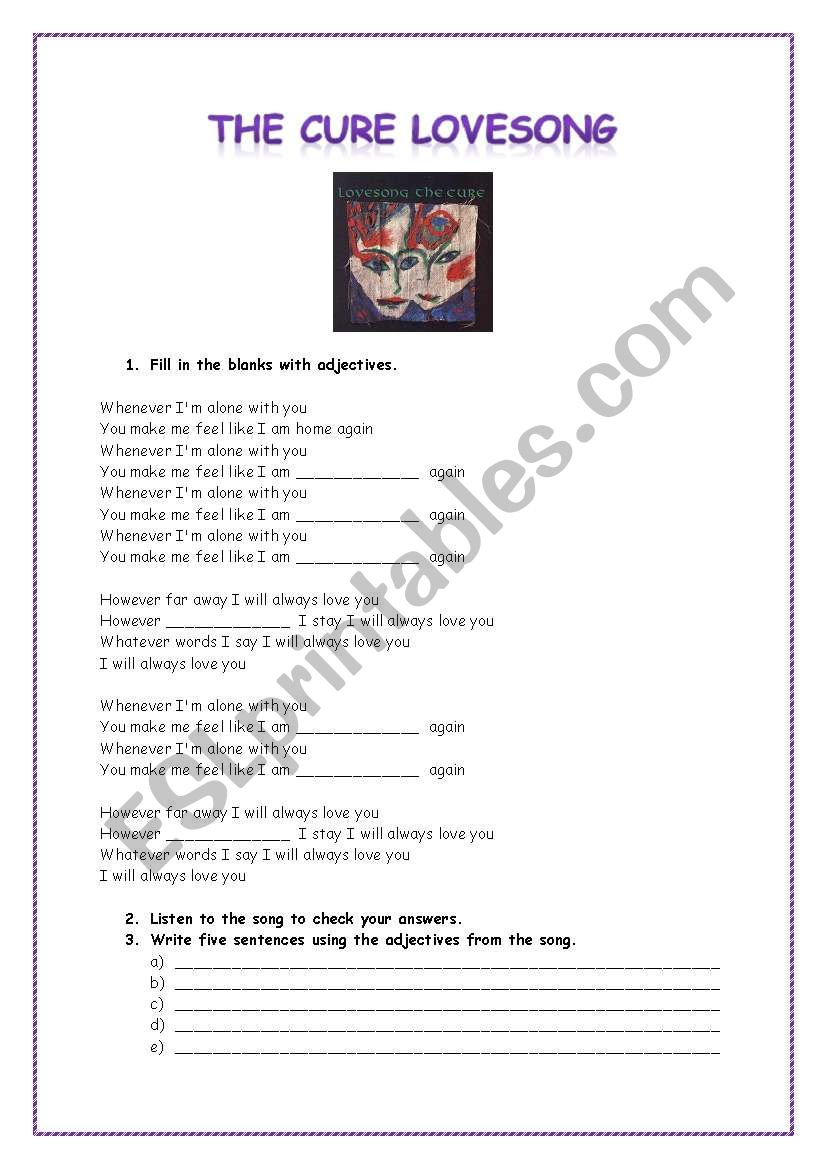 The Cure. Lovesong worksheet