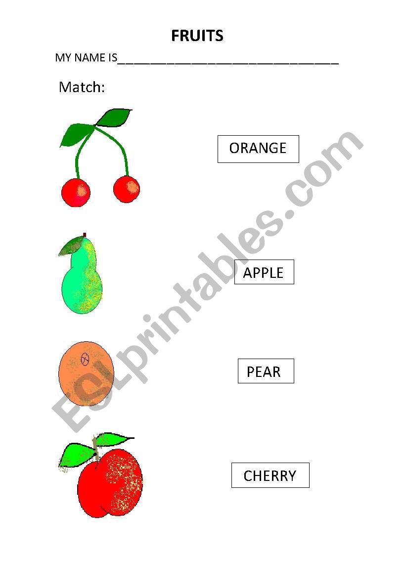 Fruits worksheet