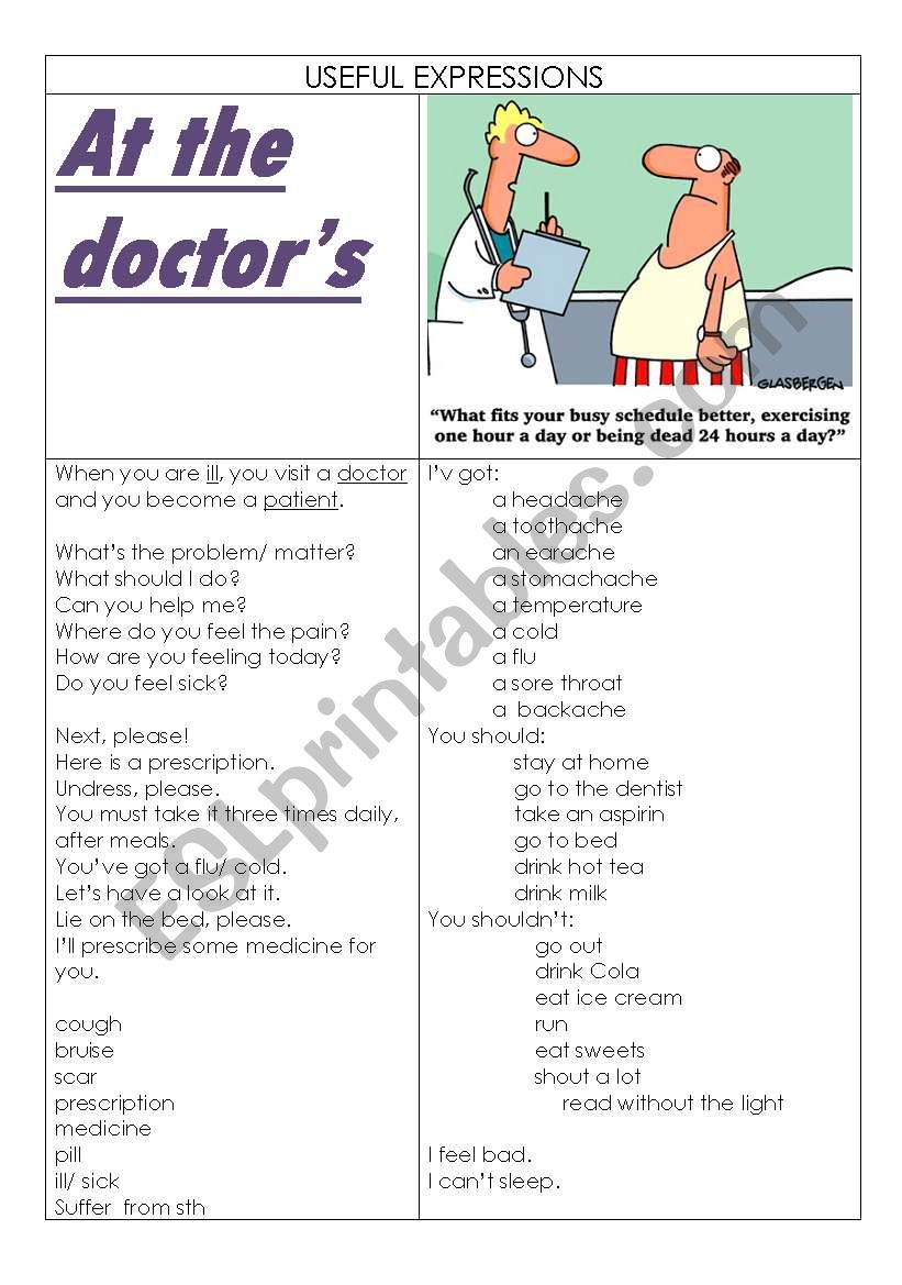AT THE DOCTORÂ´S worksheet
