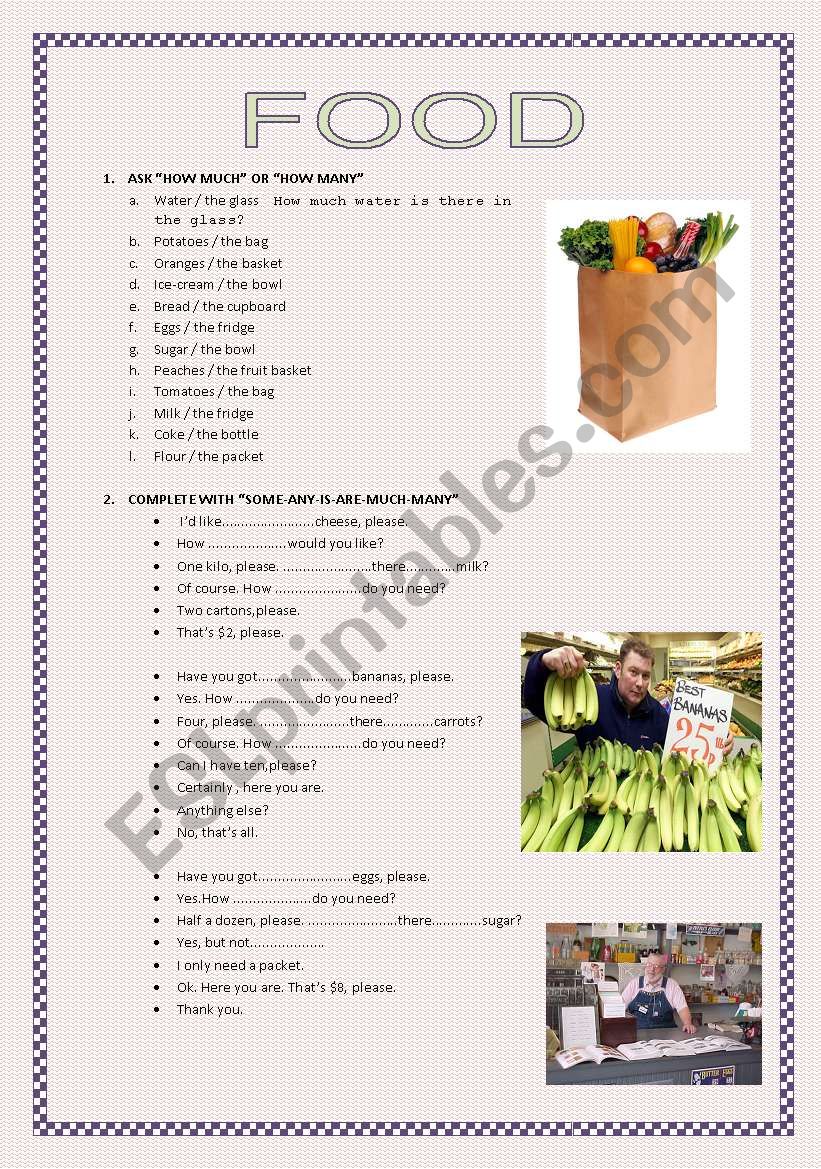 FOOD worksheet