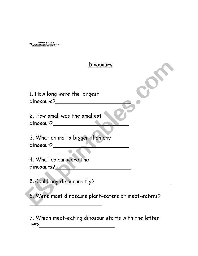 Dinosaurs exercises worksheet