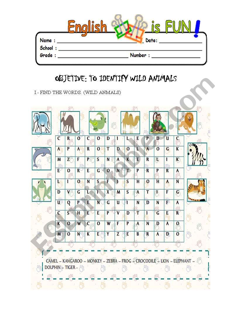 test animals worksheet
