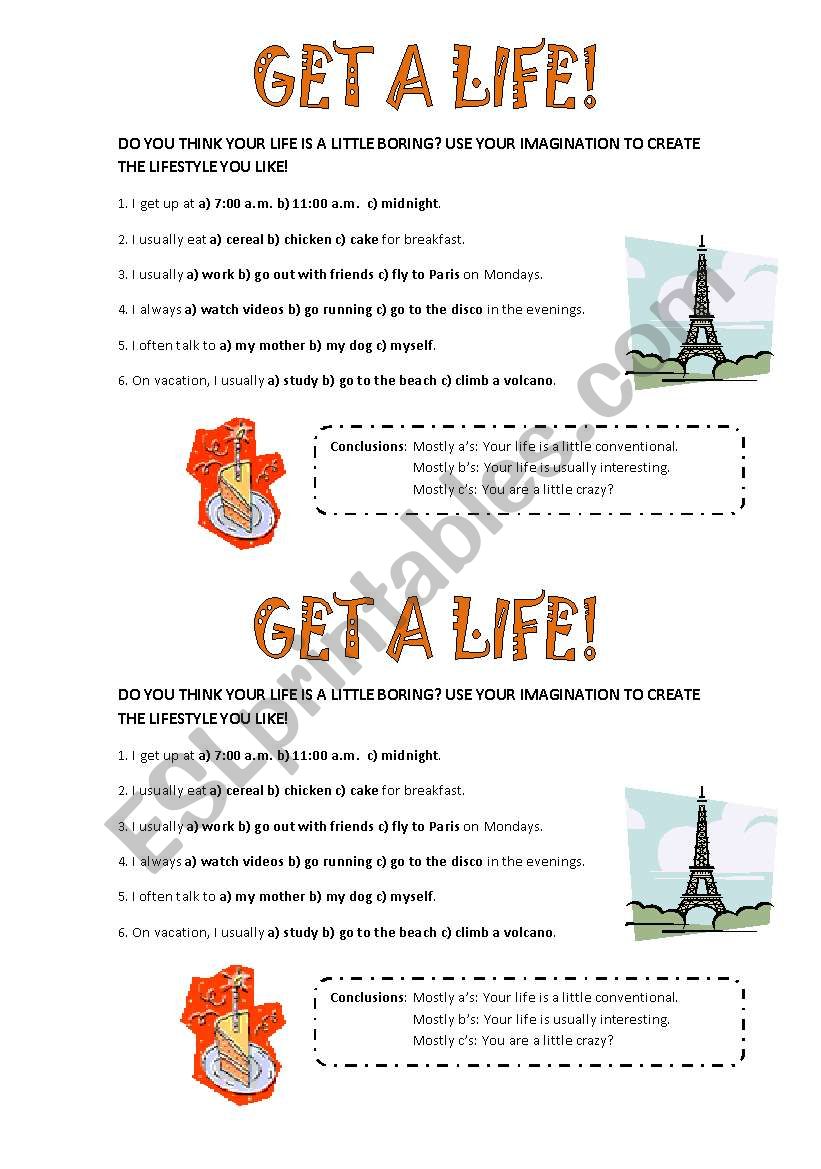 get a life! worksheet