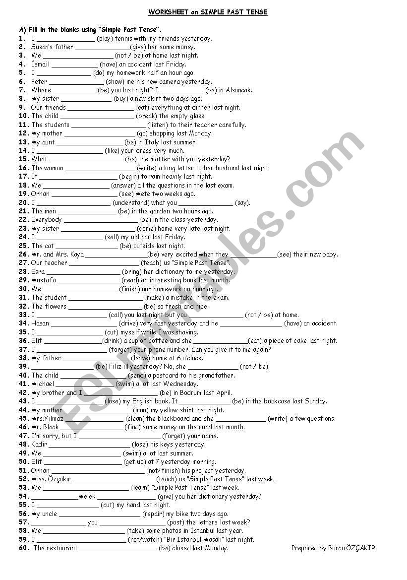 Past Tense 3 5 Worksheet