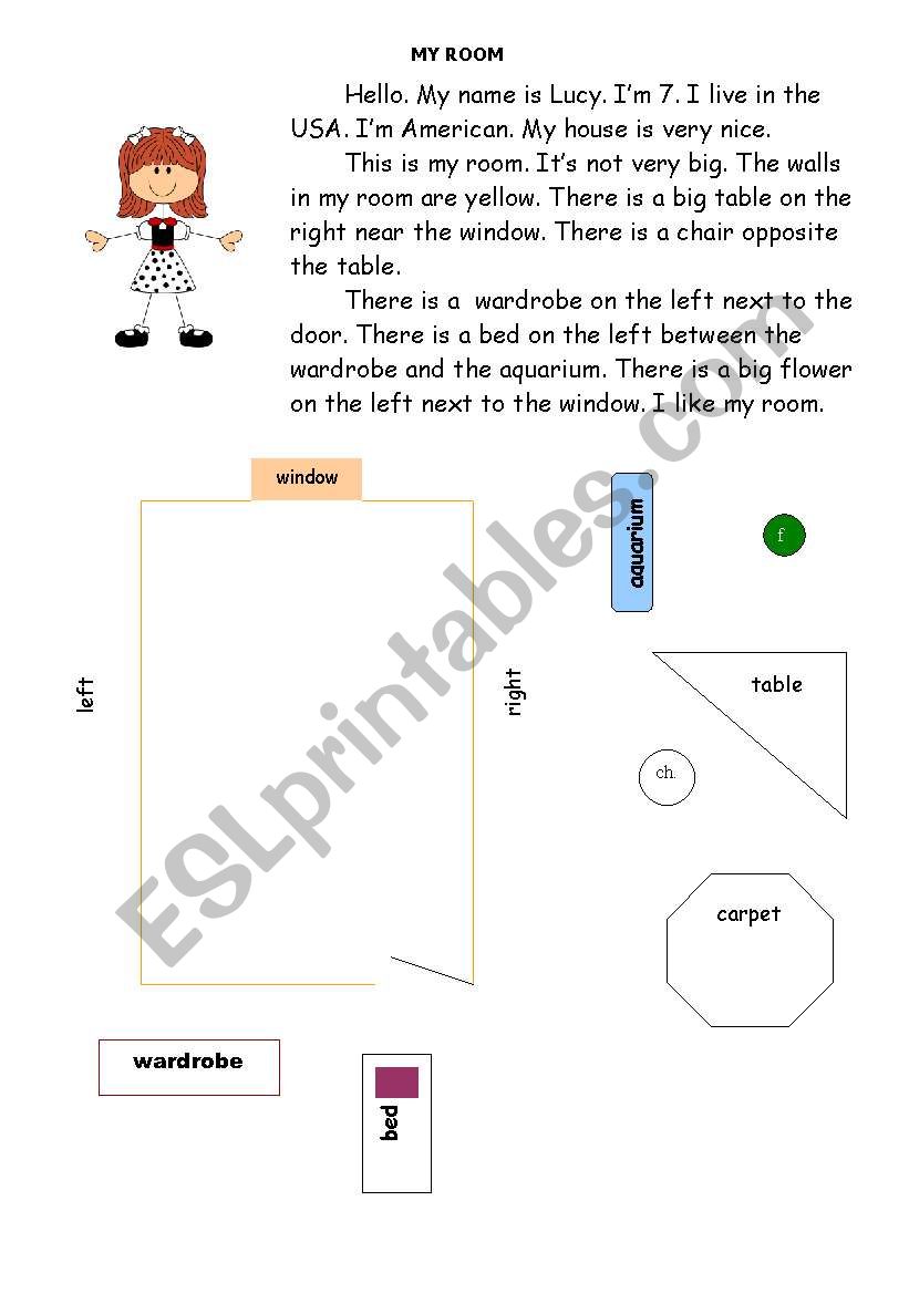 Read and draw the parts of the furniture in their places. 