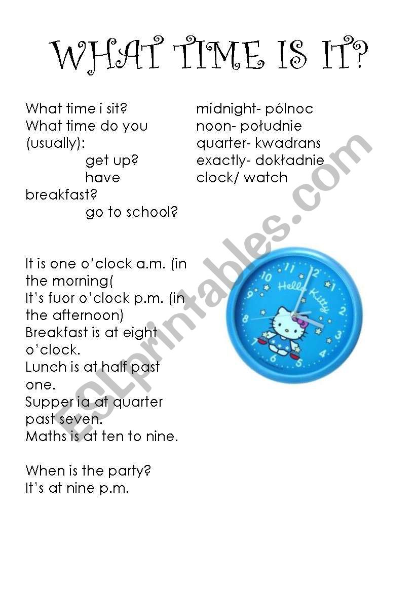 What time is it? worksheet