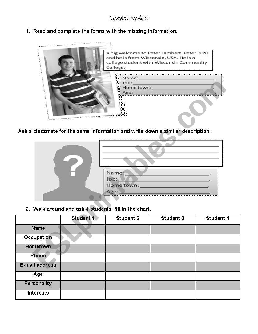 Review Level 1 worksheet