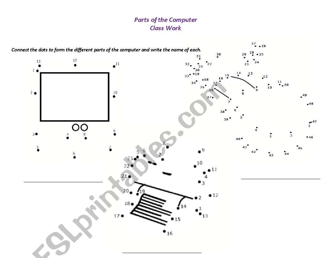 Parts of the Computer worksheet