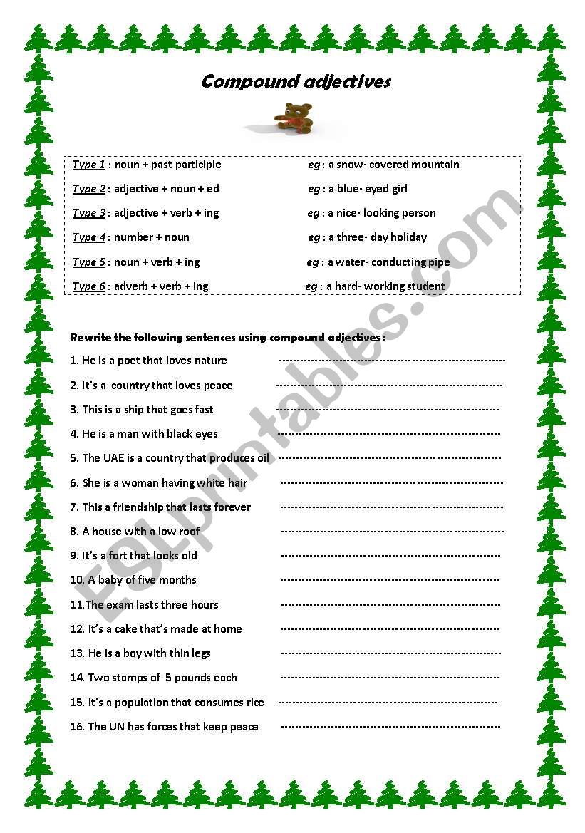 compound adjectives worksheet