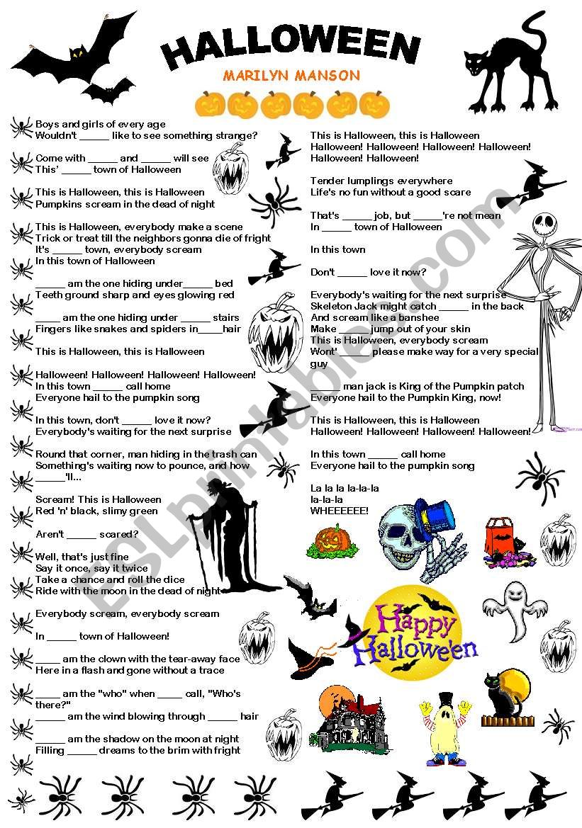 This is Halloween Song Worksheet