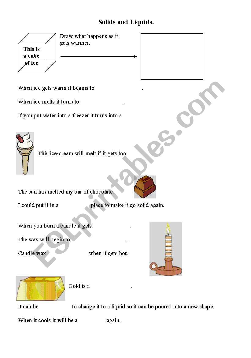 Solids and liquids  worksheet