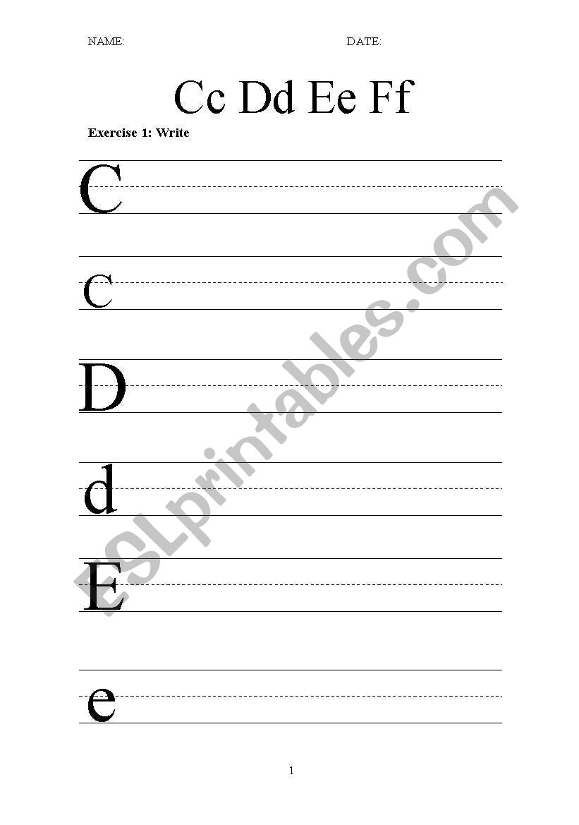 C D E F worksheet