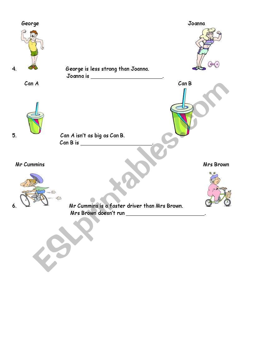 Comparisons 2 worksheet