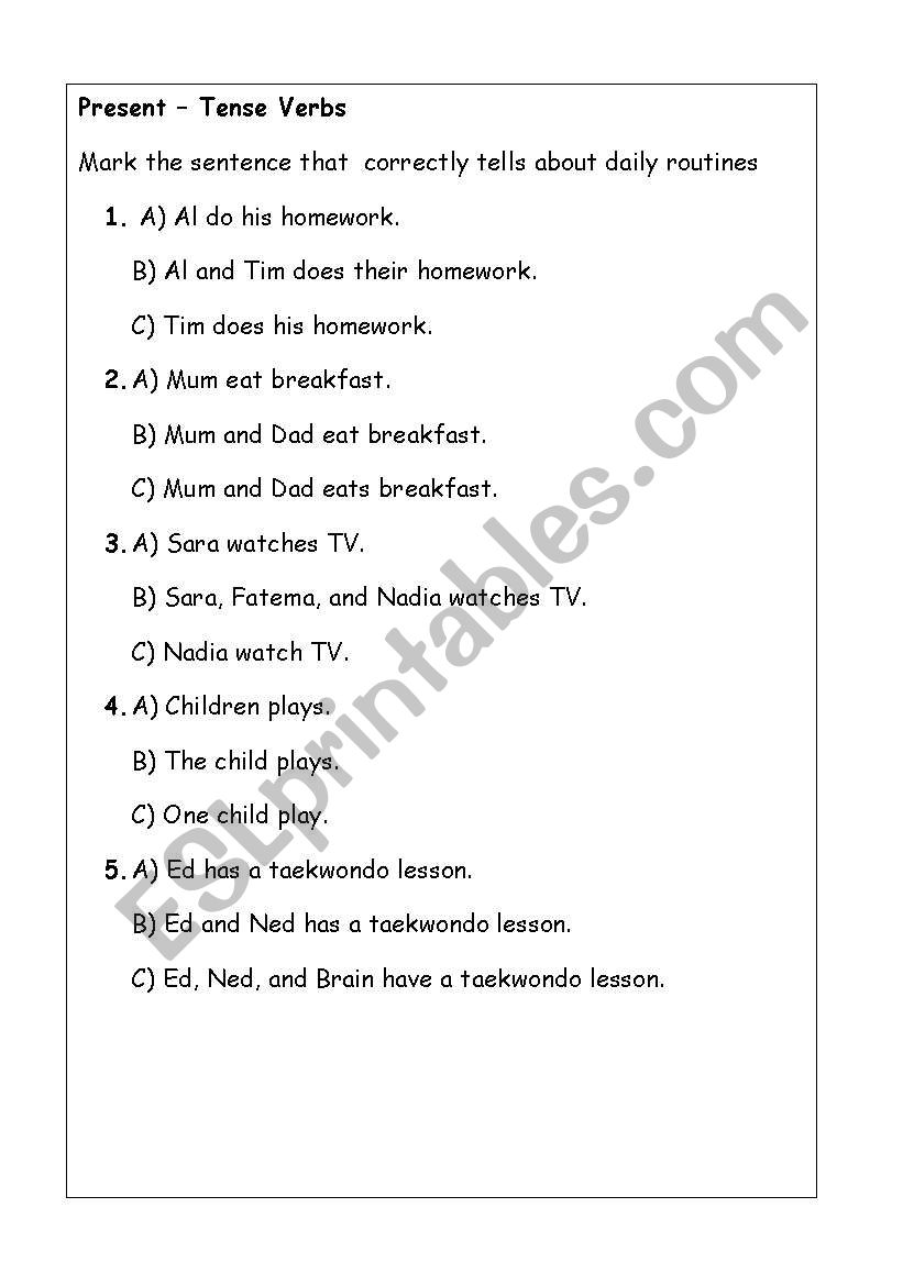 present simple worksheet