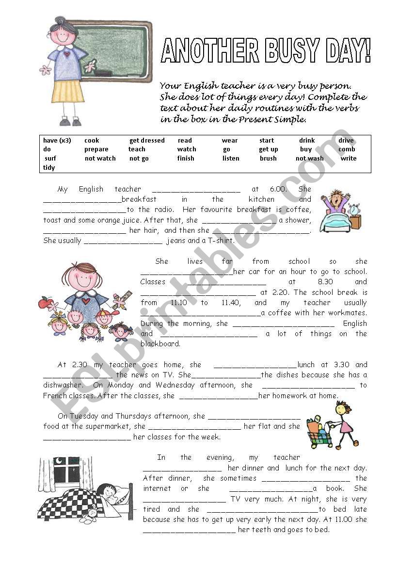 Another busy day! worksheet