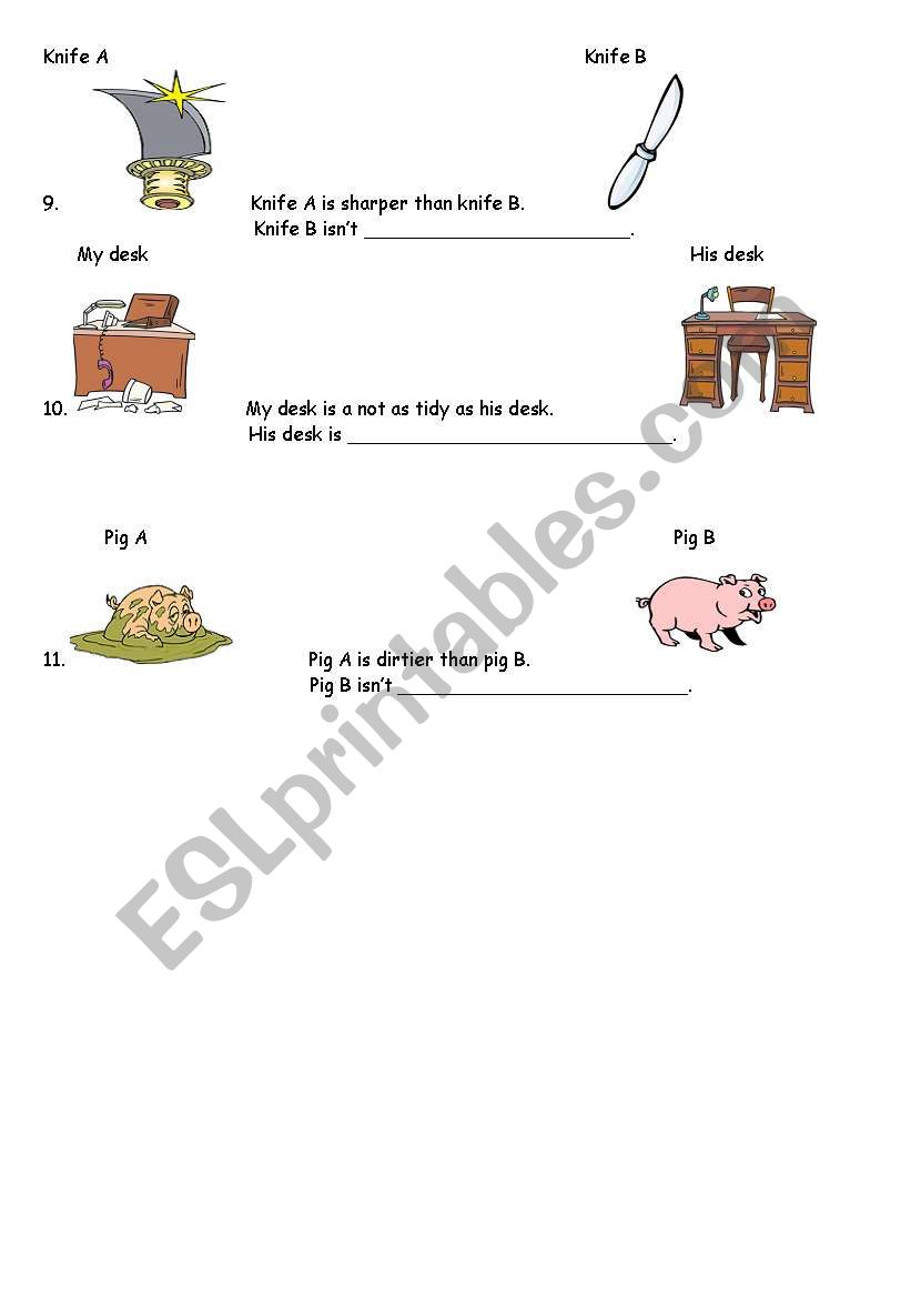 Comparisons 4 worksheet