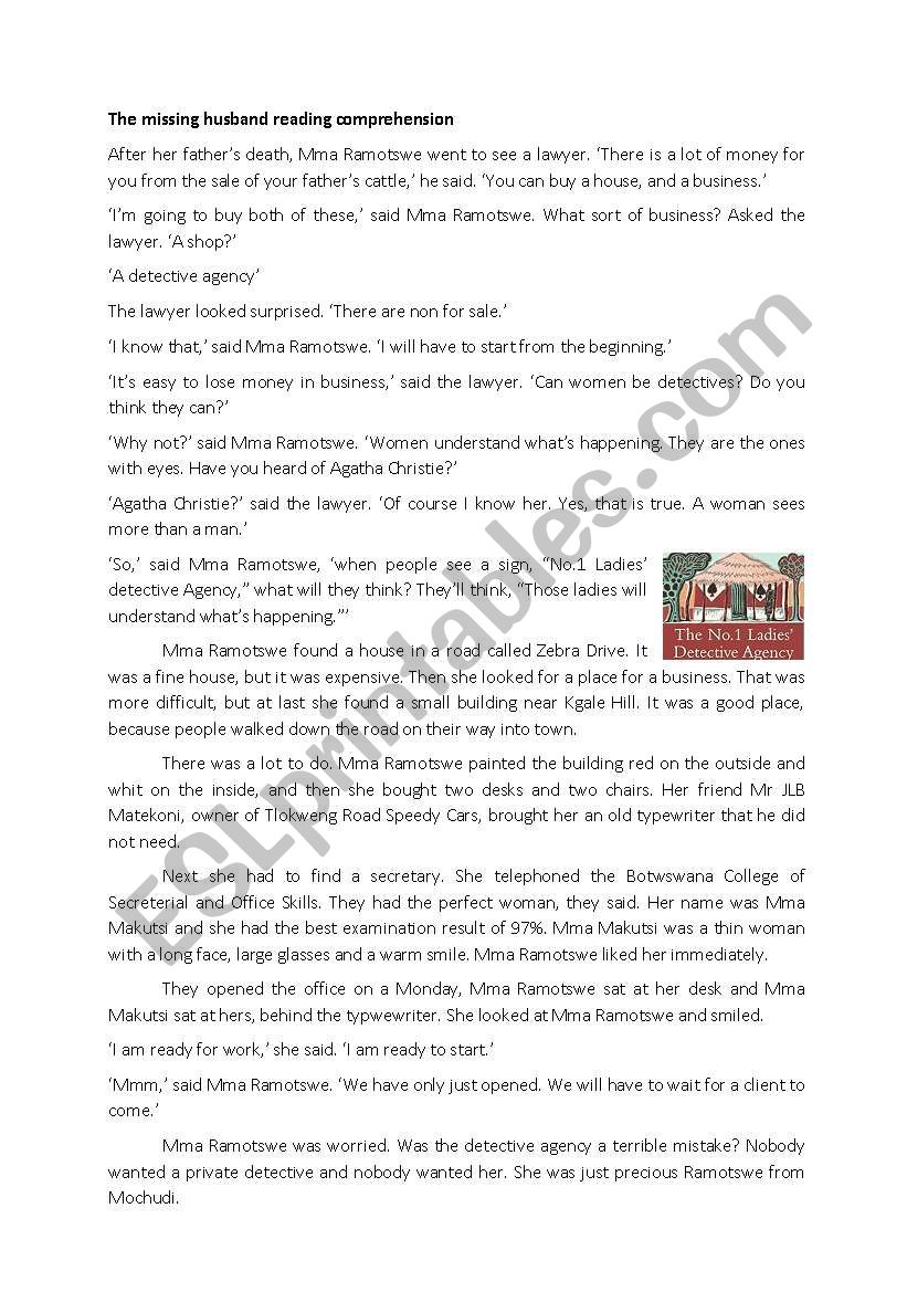 The no1 LadyÂ´s Detective Agency: The missing husband