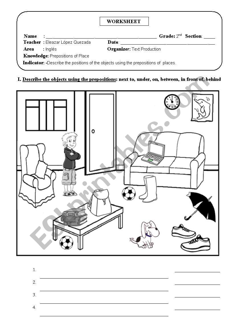 Prepositions of place worksheet