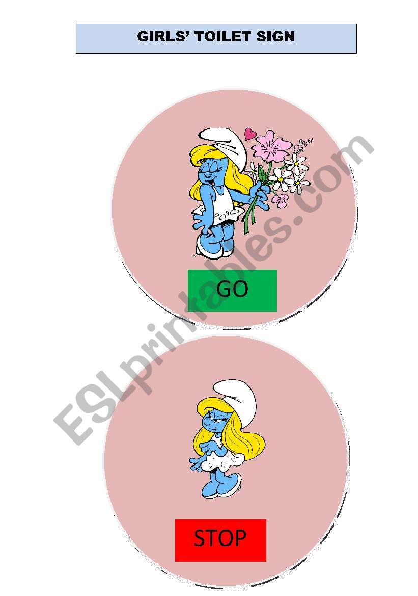 smurfs toilet signs for girls and boys