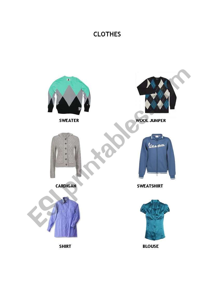 CLOTHES (with pictures) worksheet